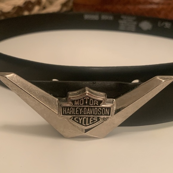 HARLEY DAVIDSON MENS BLACK LEATHER BELT SIZE LARGE 32 - Picture 1 of 5